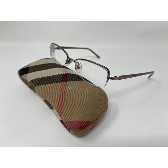 BURBERRY Eyeglasses B1008 1010 Frame Italy Half Rimless 49 [] 18 130 - Picture 1 of 11